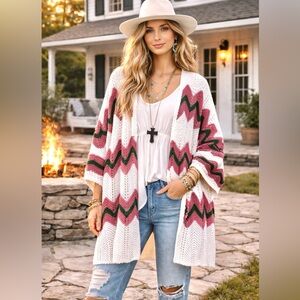Handmade Chevron GROOVY GRANNY super slouchy boho Cape sweater w fringe